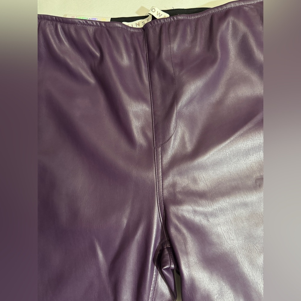 NWT Tinseltown Faux Leather Black Berry Wine Purple High Rise Straight Leg Pants - Picture 5 of 11
